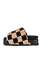 view 5 of 5 Fuzzy Checker Stack Sandal in Black & Beige