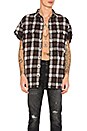 view 4 of 5 Oversized Cut Off Shirt in Black Plaid