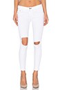 view 1 of 3 Mid Rise Capri in White with Holes