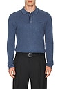 view 3 of 4 Fenton Long Sleeve Polo in Blue Melange