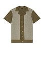 view 1 of 5 Silas Knitted Shirt in Olive Khaki Stripe