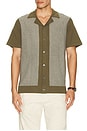 view 4 of 5 Silas Knitted Shirt in Olive Khaki Stripe