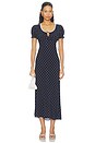 view 1 of 4 Allison Dress in Navy Polka Dots
