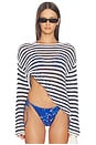 view 1 of 5 Evangeline Top in Ivory & Navy Stripe
