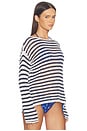 view 3 of 5 Evangeline Top in Ivory & Navy Stripe