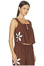 view 2 of 5 Calais Top in Cocoa Floral Embroidery