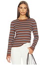 view 1 of 4 Davie Long Sleeve Tee in Mocha Stripe