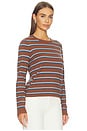 view 2 of 4 Davie Long Sleeve Tee in Mocha Stripe