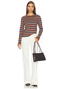 view 5 of 4 Davie Long Sleeve Tee in Mocha Stripe