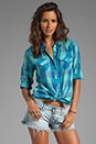 view 1 of 5 Taylor Gauze Button Down in Mint/Blue in Mint & Blue