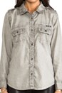 view 4 of 6 Halle Antique Wash Denim Button Down in Charcoal