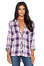 view 1 of 4 Hunter Button Down in White & Navy & Berry