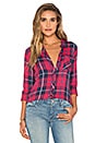 view 1 of 4 Hunter Button Down in Cranberry & Navy & White