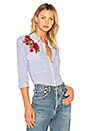 view 1 of 4 Frances Button Up in Banker Stripe & Red Floral
