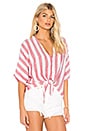 view 2 of 4 Thea Tie Front Button Up in Seville Stripe