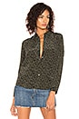 view 2 of 5 Kate Silk Button Down Blouse in Olive Cheetah