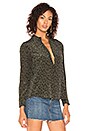 view 3 of 5 Kate Silk Button Down Blouse in Olive Cheetah