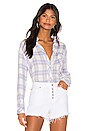 view 1 of 4 Hunter Button Down Top in White Lavender Blue
