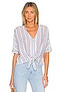 view 1 of 4 Thea Tie Front Top in Blue Catalina Stripe