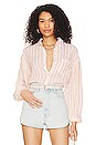 view 1 of 4 Clio Button Up Shirt in Clementine Stripe