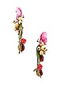 view 2 of 2 Floral Drop Earrings in Red
