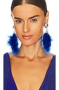 view 3 of 3 Pom Earrings in Neon Blue