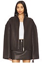 view 1 of 5 Bonded Leather Jacket in Chocolate Chip