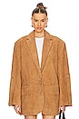 view 2 of 5 Suede Oversize Blazer in Tobacco Brown