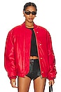 view 1 of 5 Leather Bomber Jacket in Red