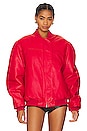 view 2 of 5 Leather Bomber Jacket in Red
