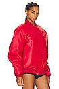 view 3 of 5 Leather Bomber Jacket in Red