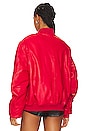 view 4 of 5 Leather Bomber Jacket in Red