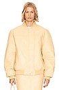 view 2 of 5 Leather Bomber Jacket in Straw Yellow
