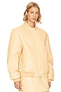 view 3 of 5 Leather Bomber Jacket in Straw Yellow