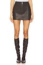 view 1 of 6 Bonded Leather Skirt in Chocolate Chip