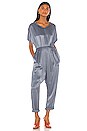 view 1 of 3 Pebble Satin Jumpsuit in Fog Blue