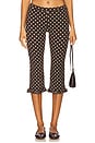 view 1 of 6 Ruffle Capri Pants in Brown Polka Dot