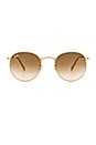 view 1 of 3 LUNETTES DE SOLEIL RONDES EN MÉTAL in Matte Gold & Clear Gradient Brown