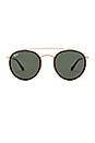view 1 of 3 LUNETTES DE SOLEIL RONDES DOUBLE PONT in Gold & Green Classic