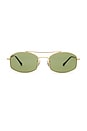 view 1 of 3 Rectangular Sunglasses in Green & Gold
