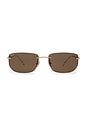 view 1 of 3 Rectangular Sunglasses in Brown & Gold