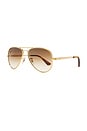view 2 of 3 Aviator Max Sunglasses in Brown & Gold