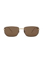 view 1 of 3 Rectangular Rimless Sunglasses in Arista & Dark Brown