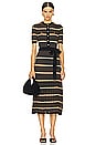 view 1 of 3 Rivoli Midi Dress in Black & Brown Stripe
