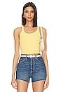 view 1 of 4 x Hanes Cropped Ribbed Tank in Yellow With Ivory Stitch