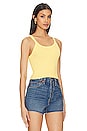 view 2 of 4 x Hanes Cropped Ribbed Tank in Yellow With Ivory Stitch