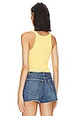 view 3 of 4 x Hanes Cropped Ribbed Tank in Yellow With Ivory Stitch