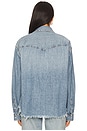 view 3 of 5 Distressed Western Shirt in Vintage Biker Blue Stud