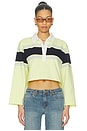 view 1 of 4 Cut Off Rugby Polo Top in Limeade Stripe
