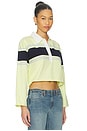 view 2 of 4 Cut Off Rugby Polo Top in Limeade Stripe